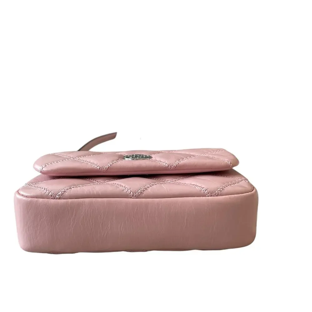 Tory Burch Willa Glazed Mini Belt Bag Crossbody Pink Rose Sachet Leather OS New